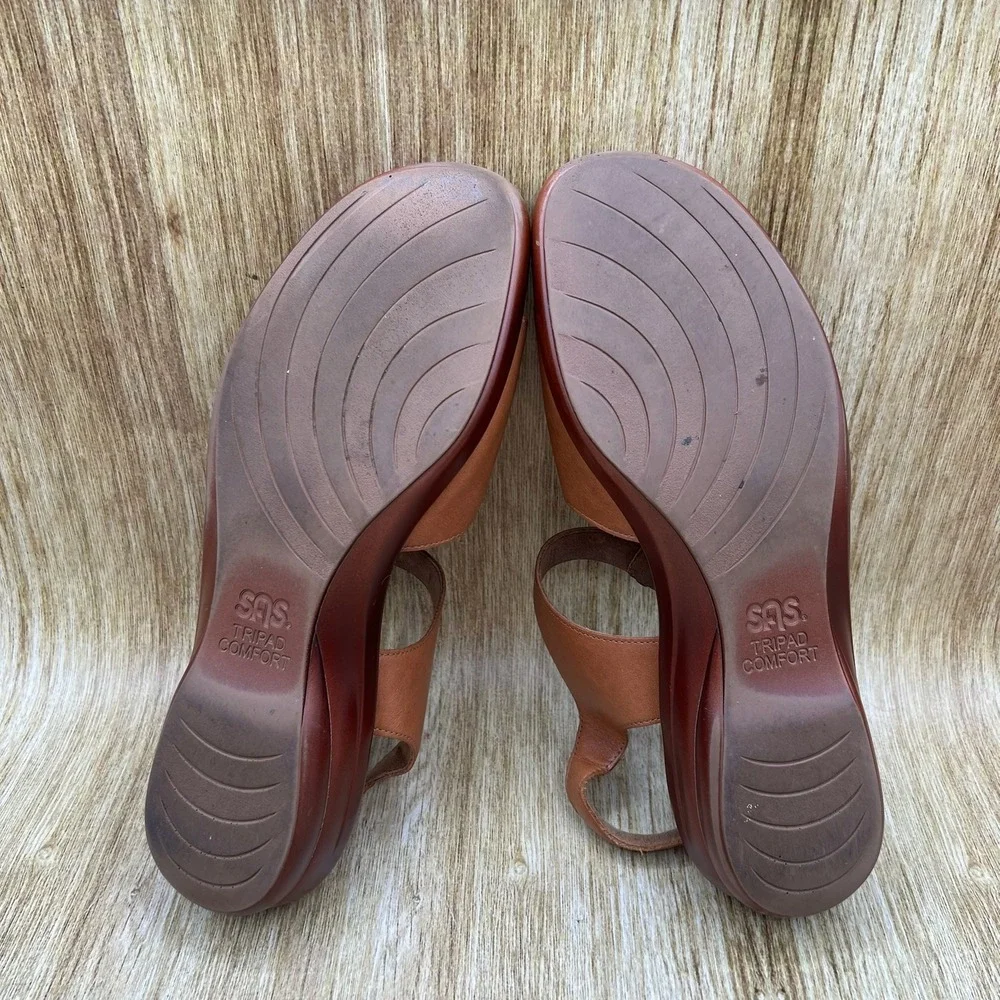 SAS Tabby Slingback Comfort Sandals Women's Size 11 Brown Leather Strap Shoes